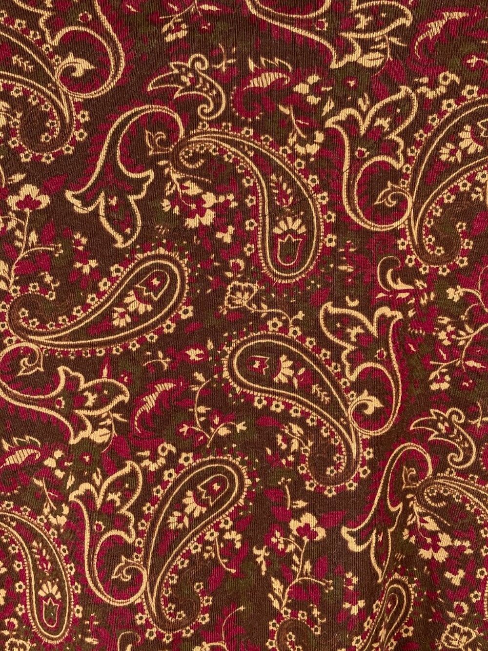 Lauren Ralph Lauren Paisley Cotton Knit Top XL Brown Burgundy Long Sleeve - Picture 5 of 7